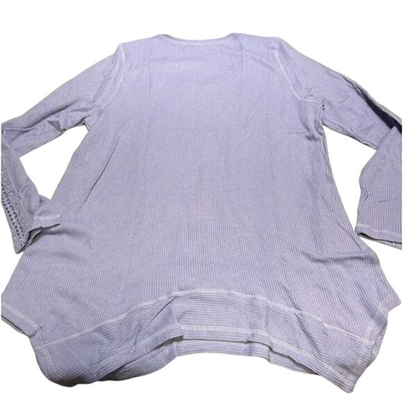 Studio 1886 Ribbed Knit 3/4 Sleeves Lavender Touch Of Lace Tunic Top Size XL - Picture 6 of 7